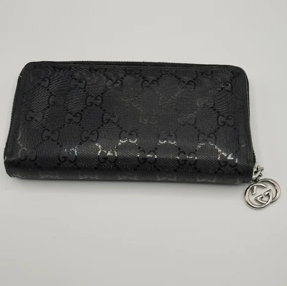 Gucci Guccissima Black GG Logo Coated Canvas Long Wallet - Picture 3 of 16